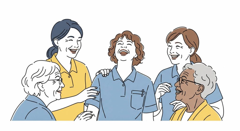 笑い合う介護職