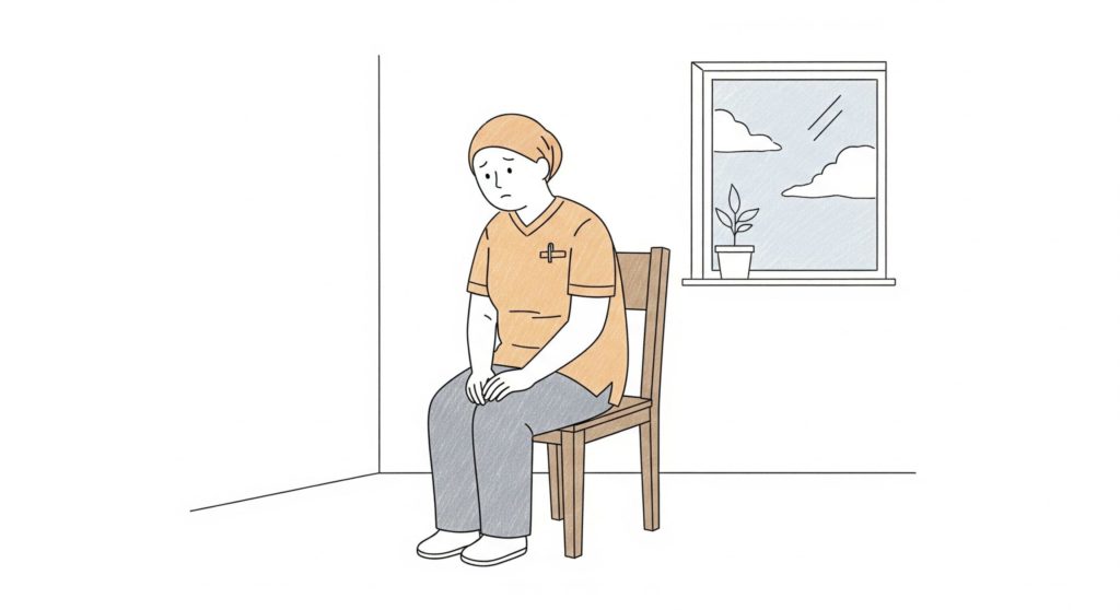 悩んでいる介護士