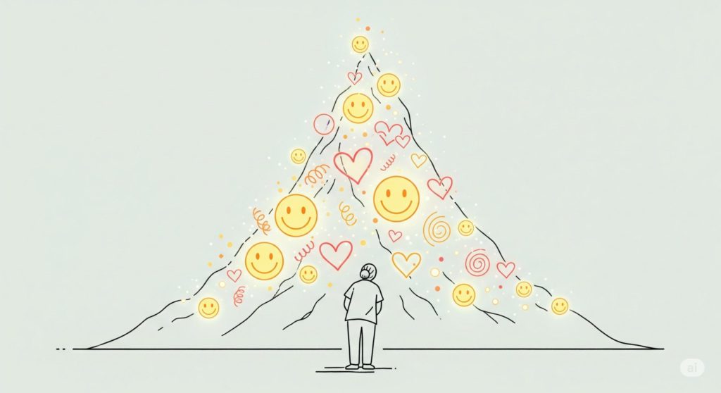 宝の山を前にする介護士