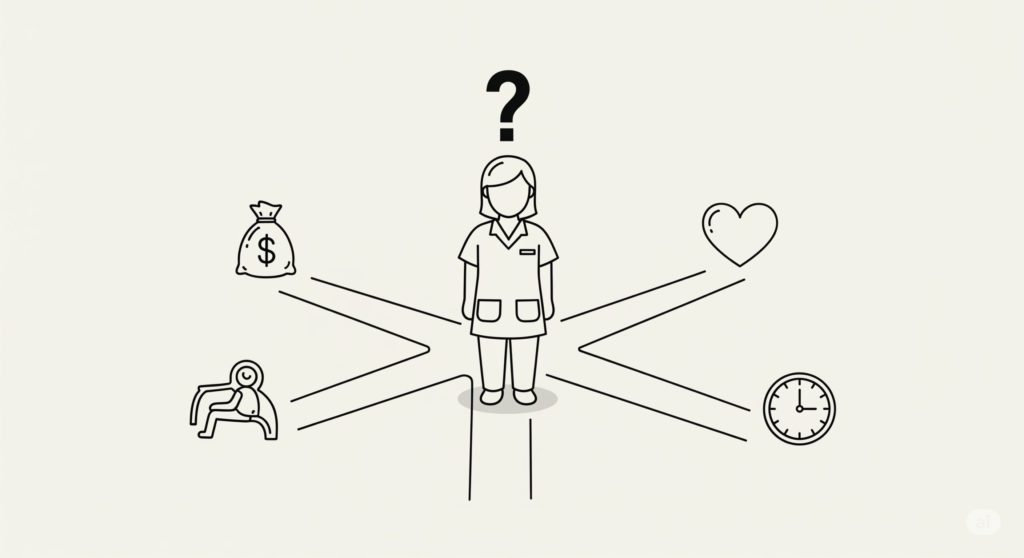 何が有利か悩む介護士