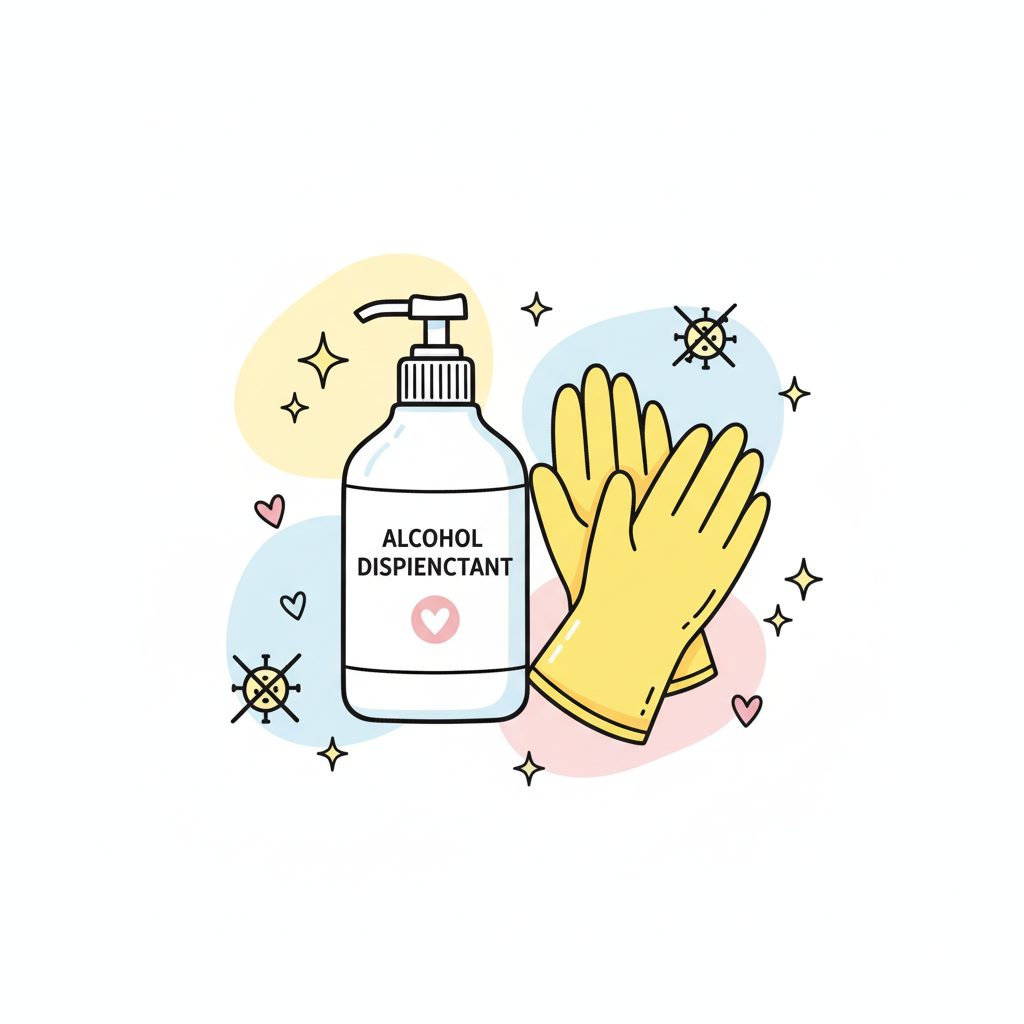 アルコールとゴム手袋