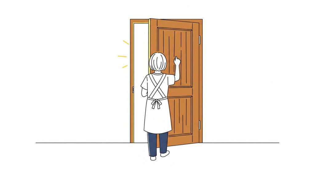 ノックする介護士