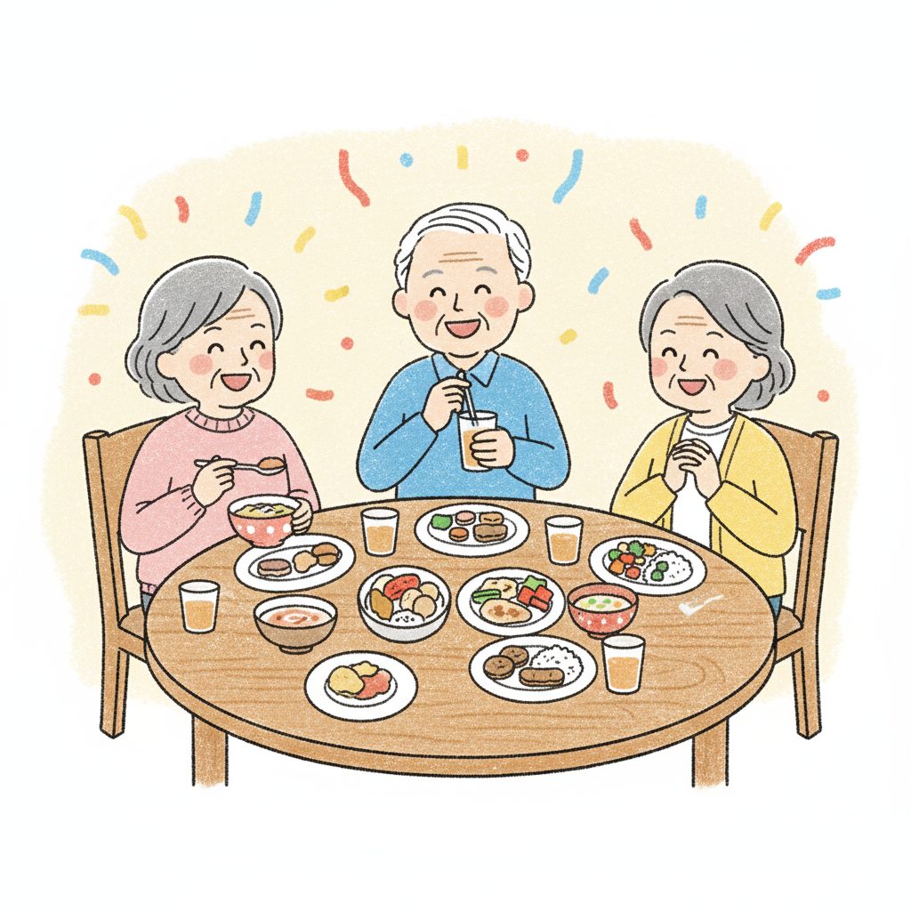 食事を楽しむ利用者様