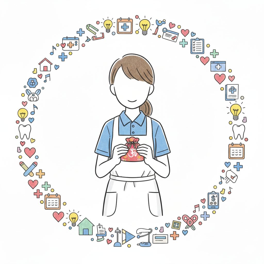 お守りを持っている介護士