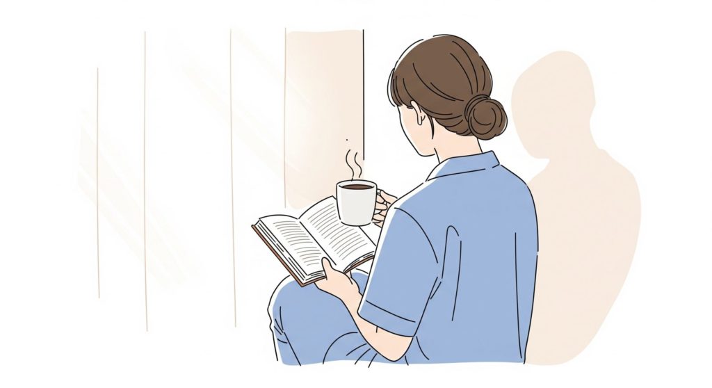 本を読む介護士