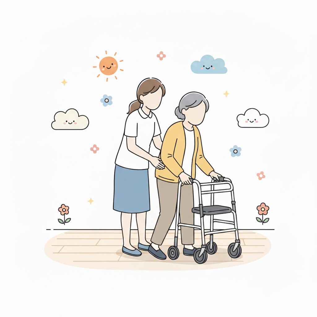 シルバーカーでの歩行