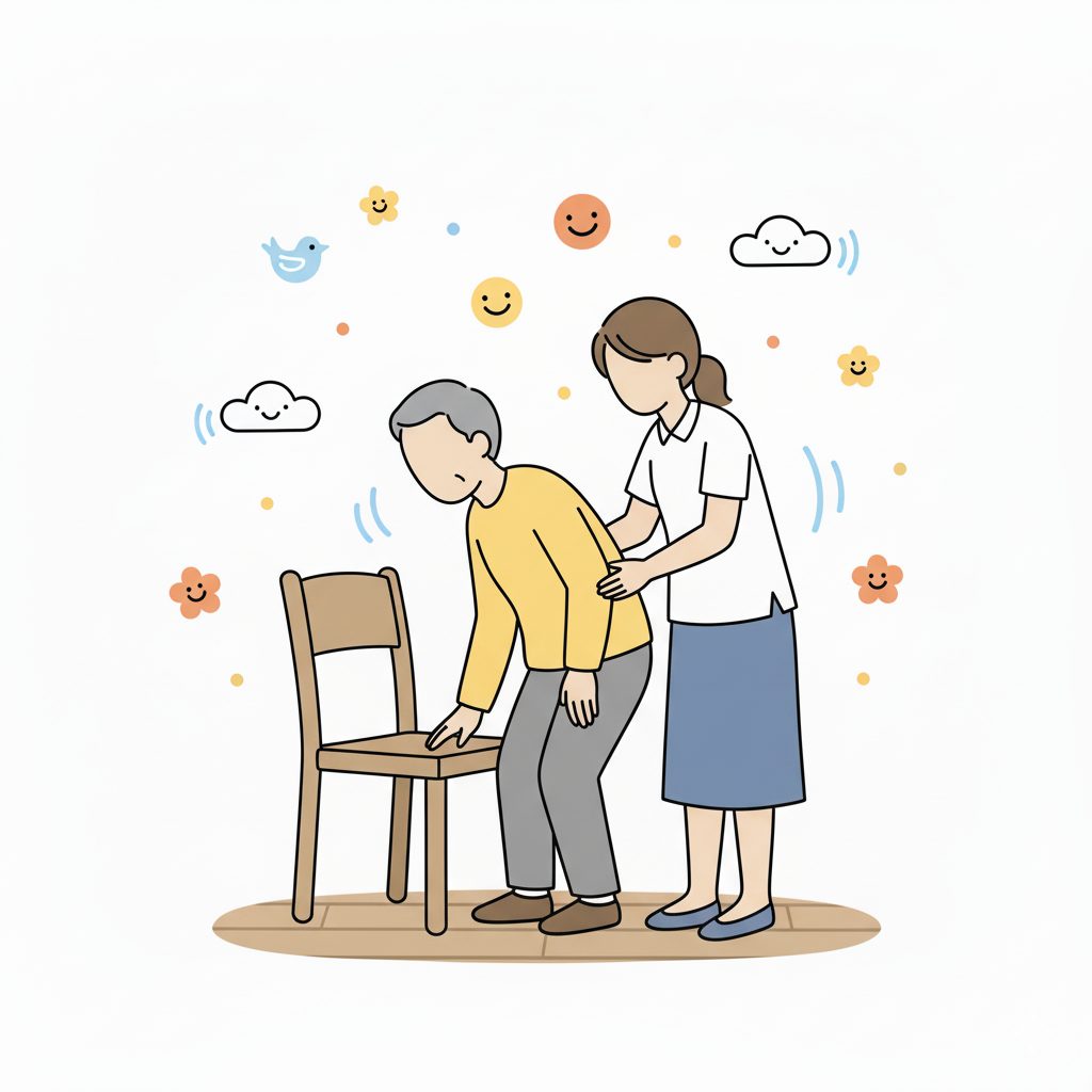 歩行につきそう