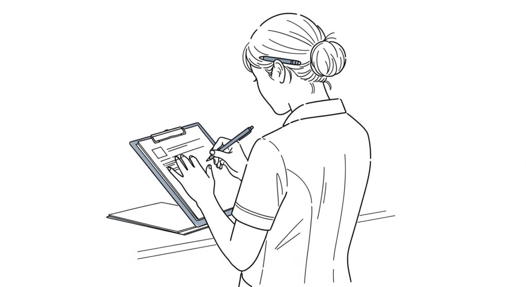 申し送りの準備中