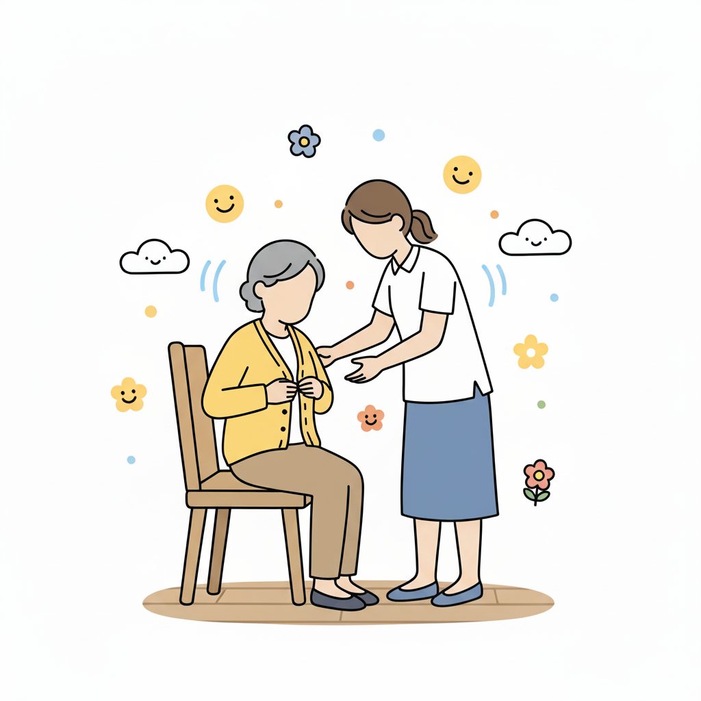 ボタンを留めてもらう