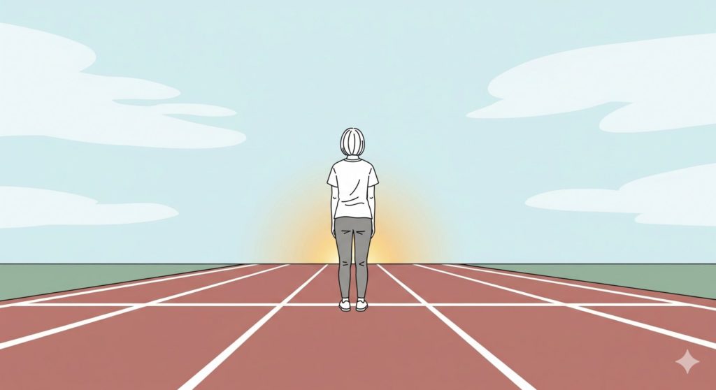 スタートラインに立っている介護士