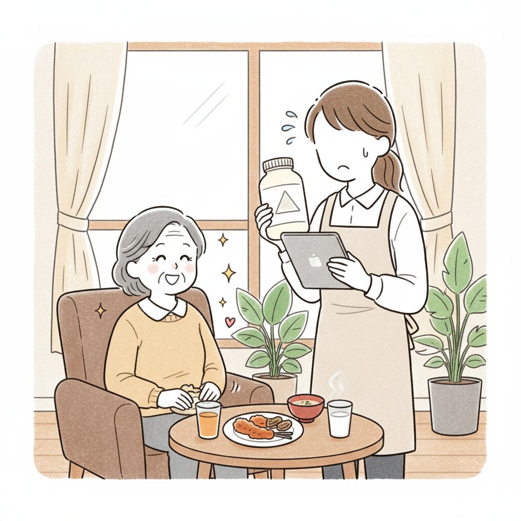 低栄養を気にする介護士