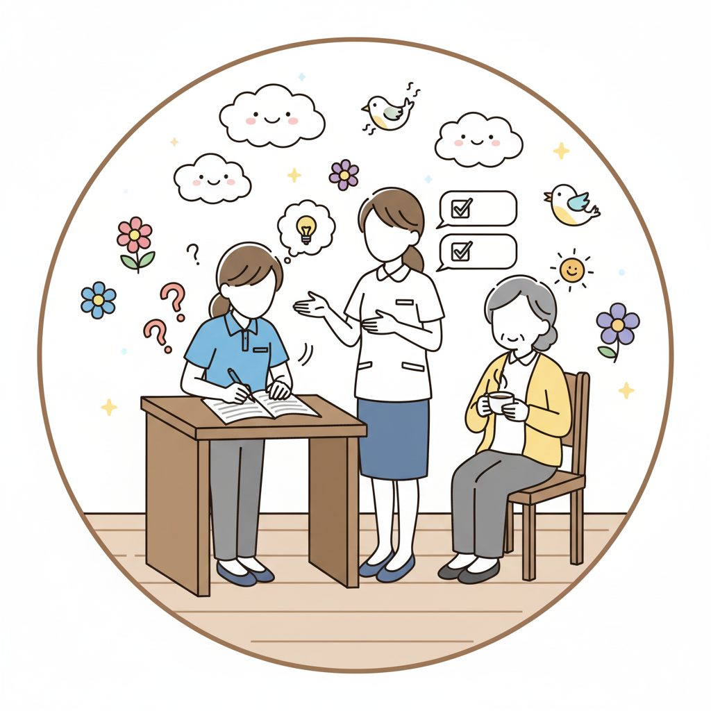 実習日誌を書く実習生