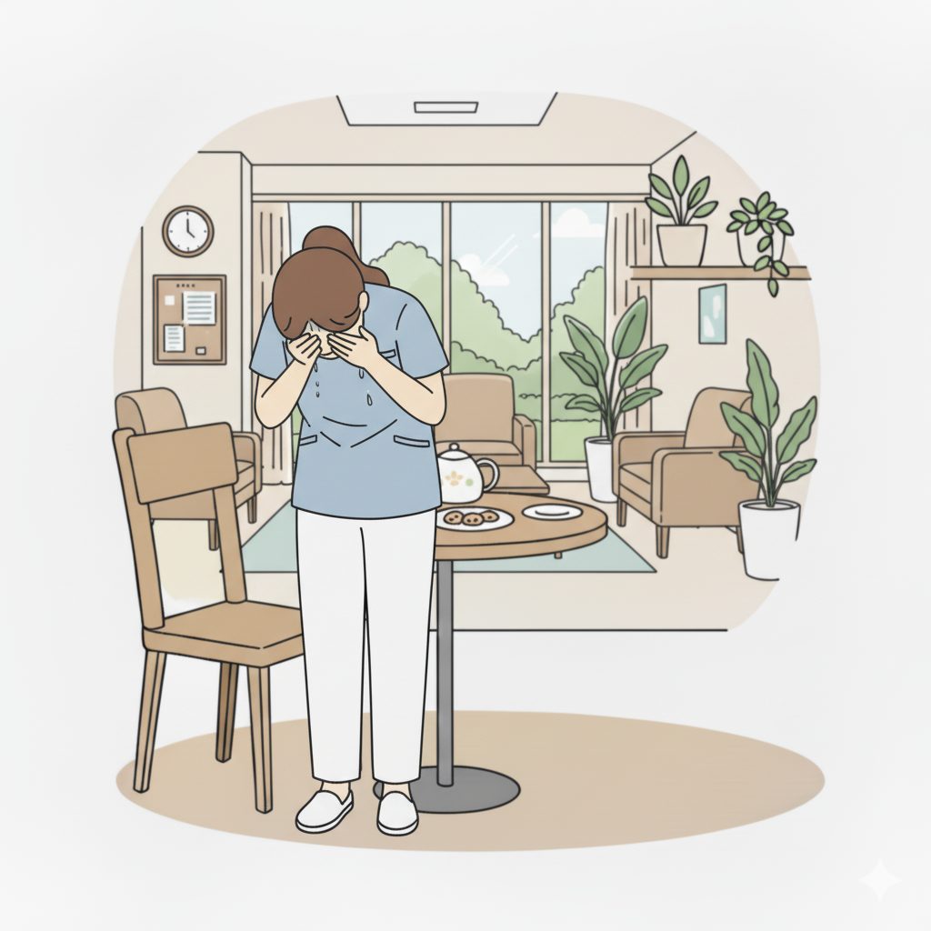 泣いている介護士