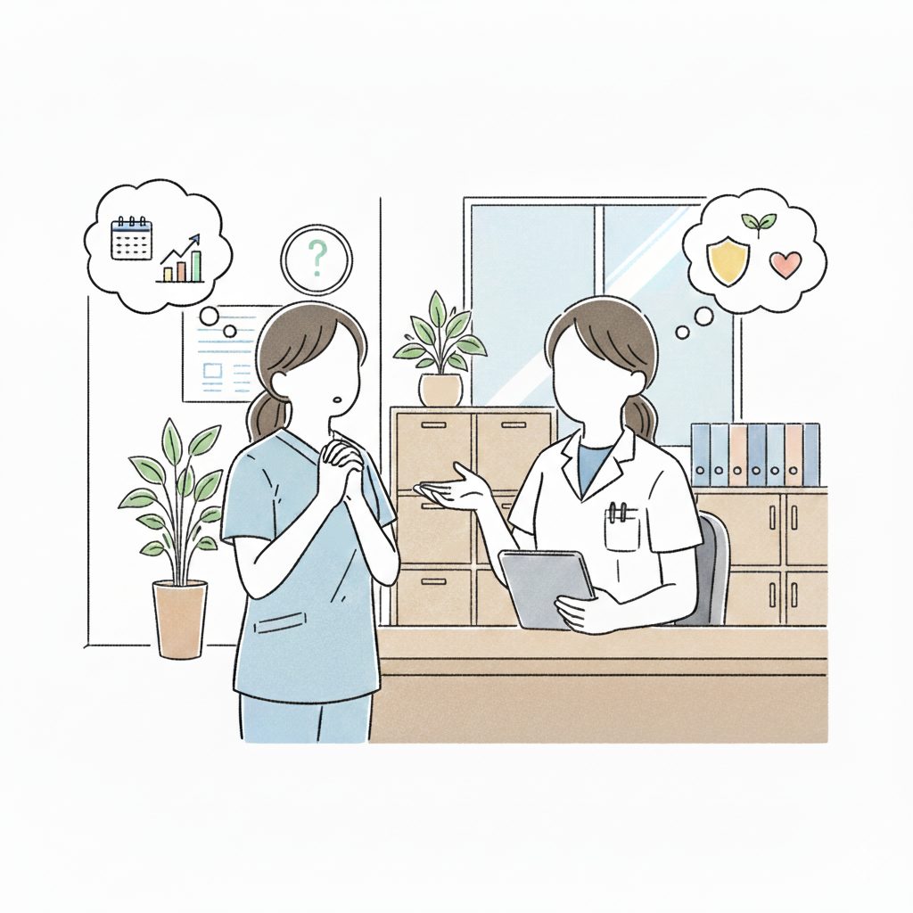 上司に相談する介護士