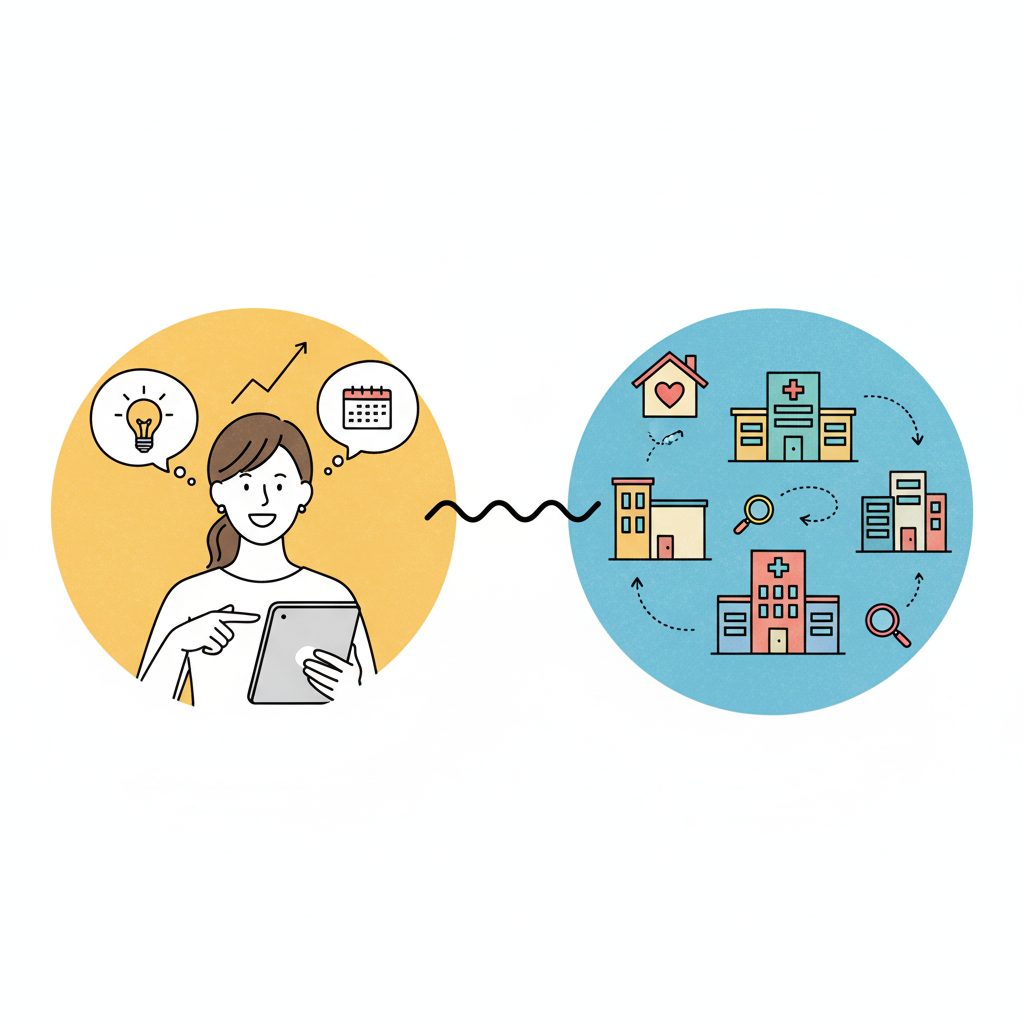 新しい場所を探す女性介護士