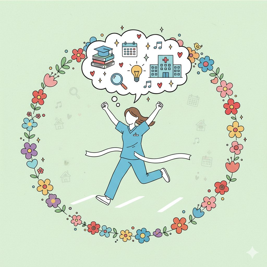 ゴールする介護士