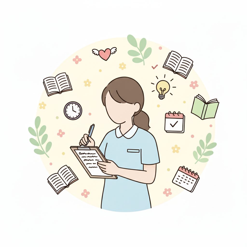 チェックする介護士