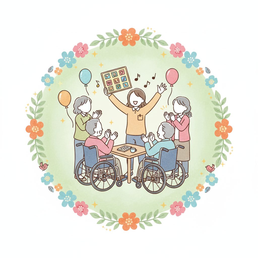 レクを楽しむ介護士