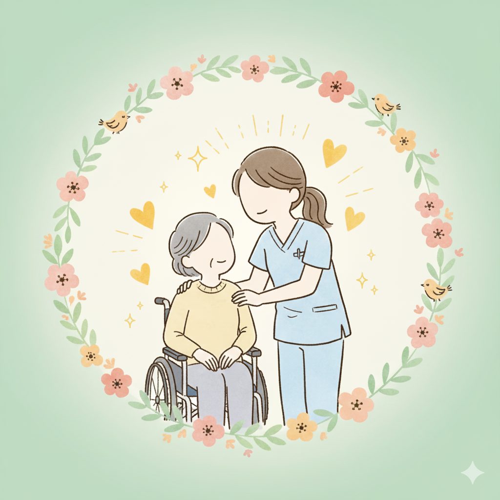 笑顔で関わる介護士