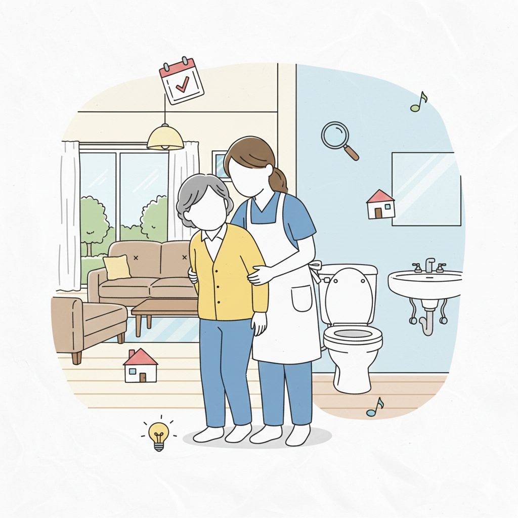 トイレに付き添う介護士