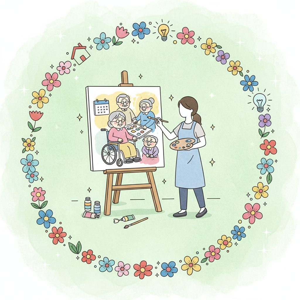 絵を描く介護士