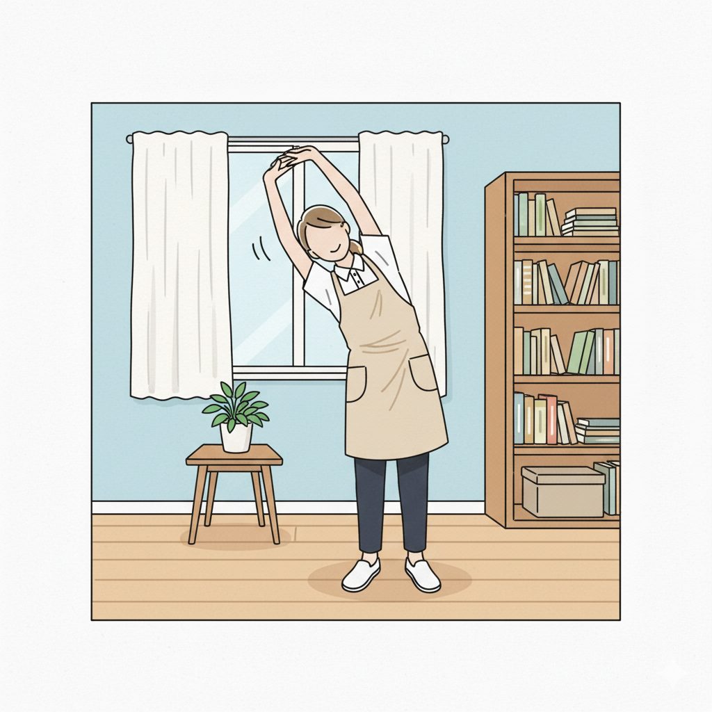 ストレッチする介護士