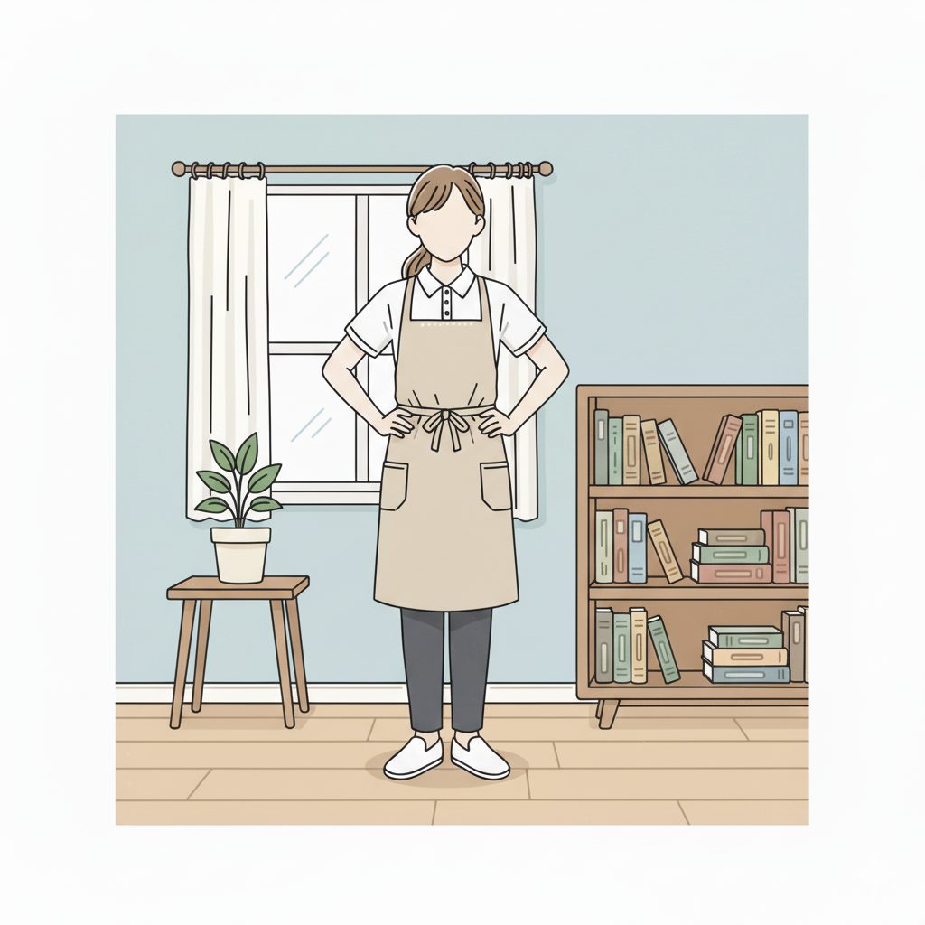 腰に手を当てる介護士