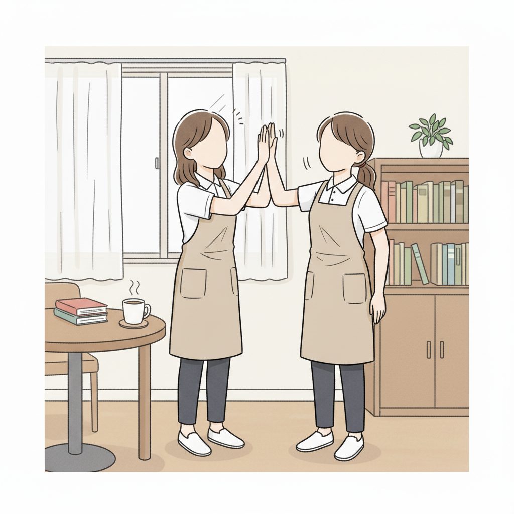 同僚と仲が良い介護士