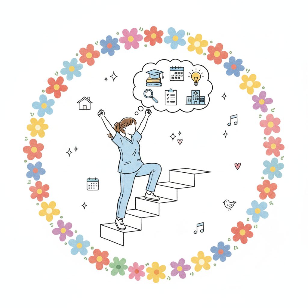 階段を上がる介護士