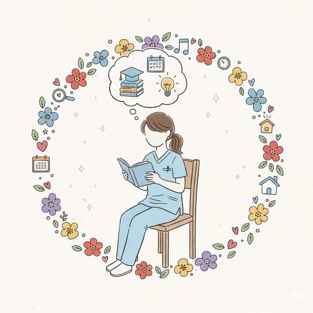 本を読む介護士