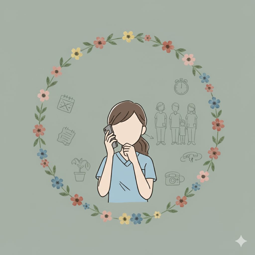 家族へ連絡する介護士