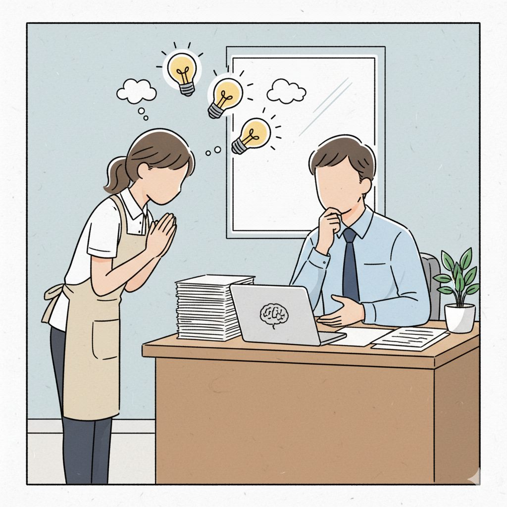 上司にお願いする介護士