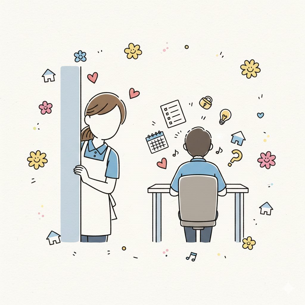 タイミングを伺う介護士