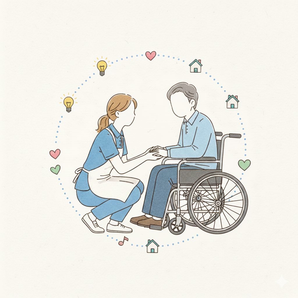 挨拶をする介護士