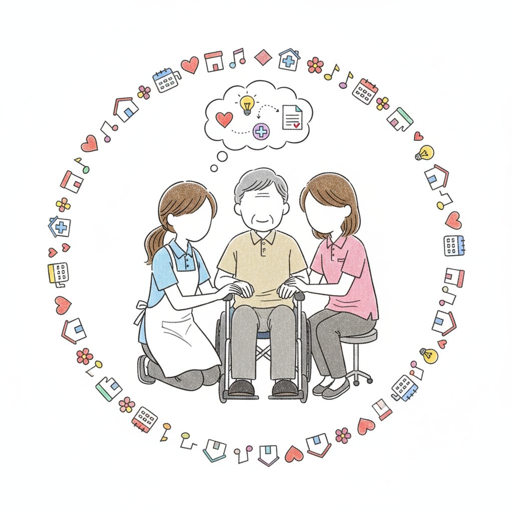 仲間と利用者に寄り添う介護士