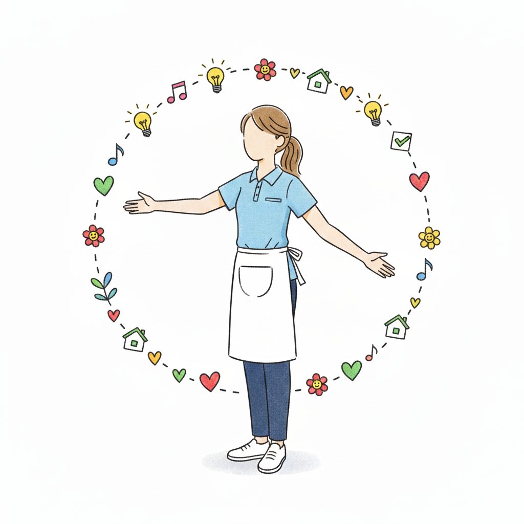 挨拶をする介護士