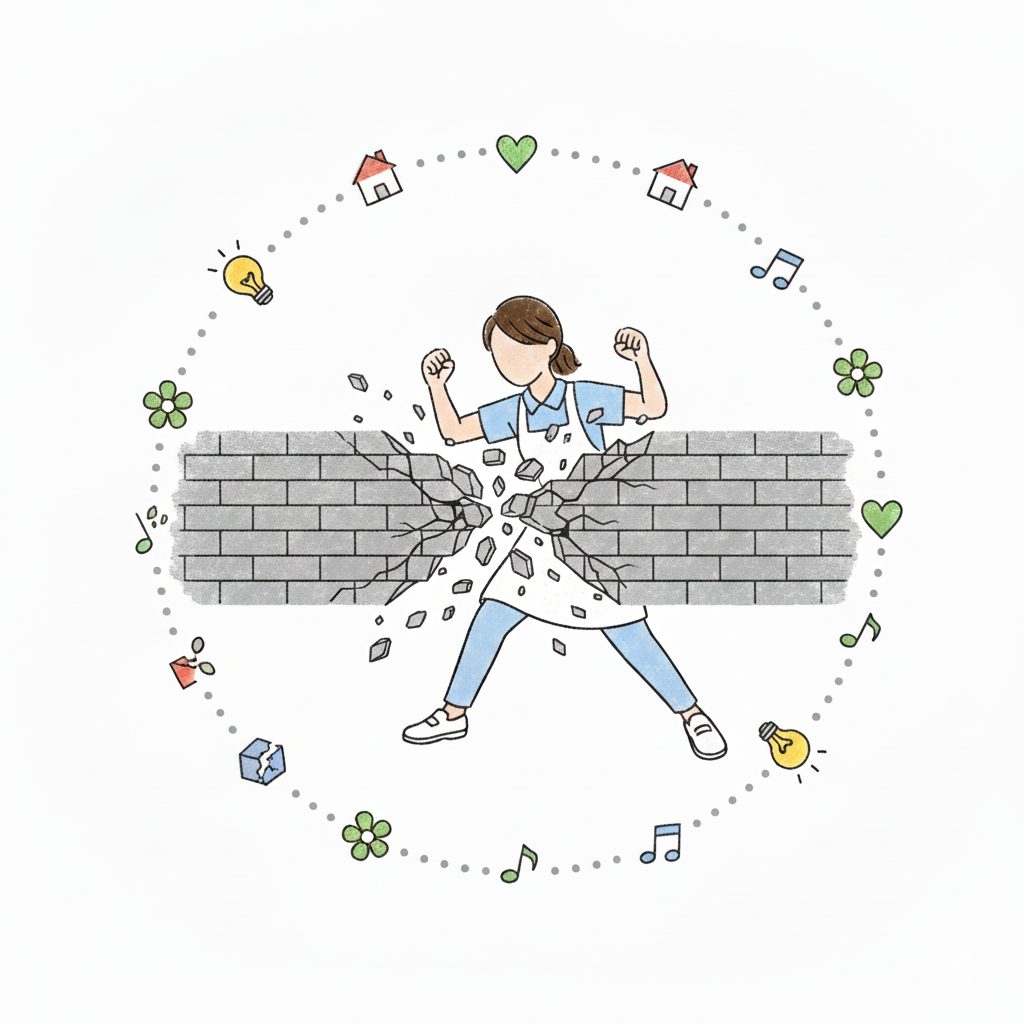 壁を壊す介護士