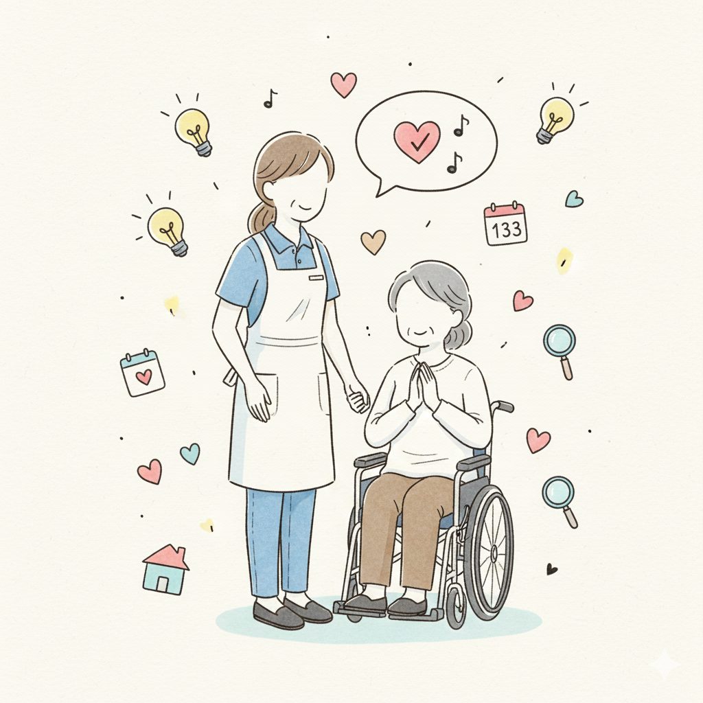 利用者にお礼を言われる介護士