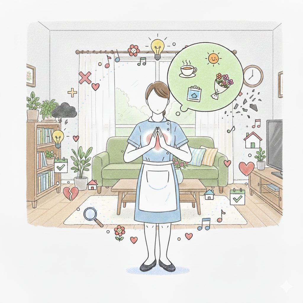 匂いを嗅ぐ介護士