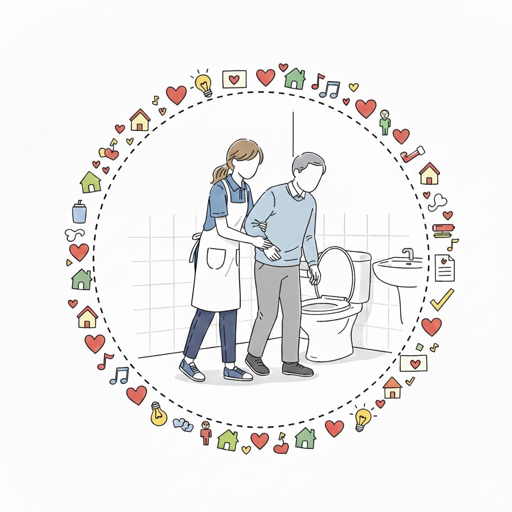 トイレへお連れする介護士