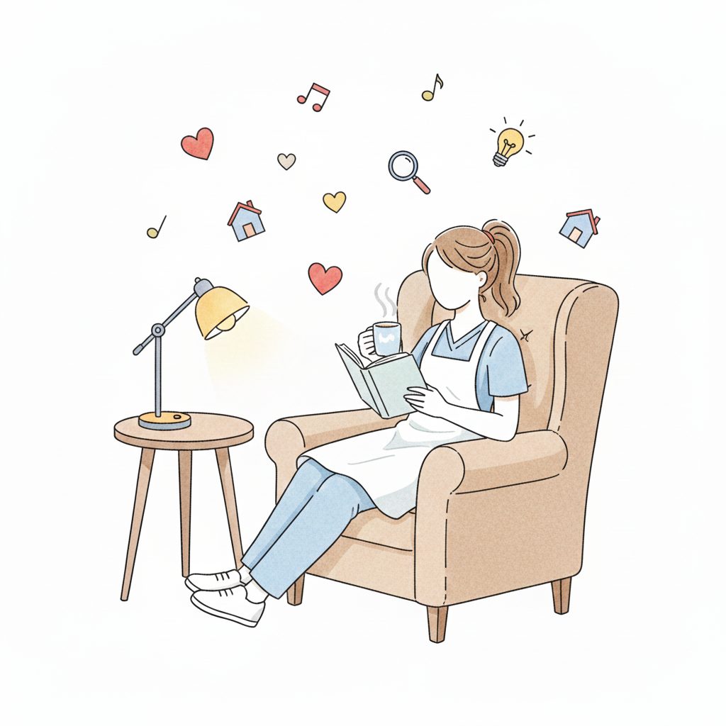 本を読む介護士