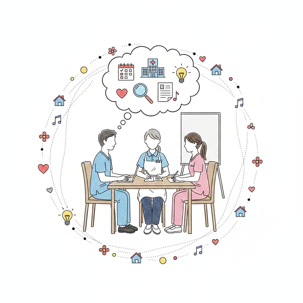 会議に参加する介護士