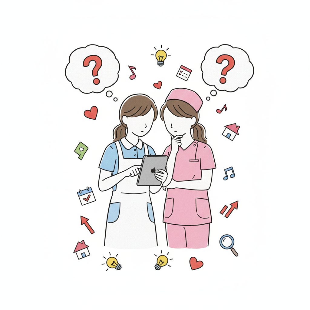 看護師に相談する介護士￥