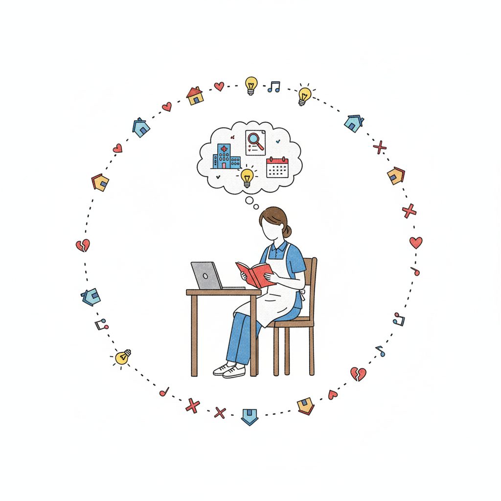 本を読む介護士