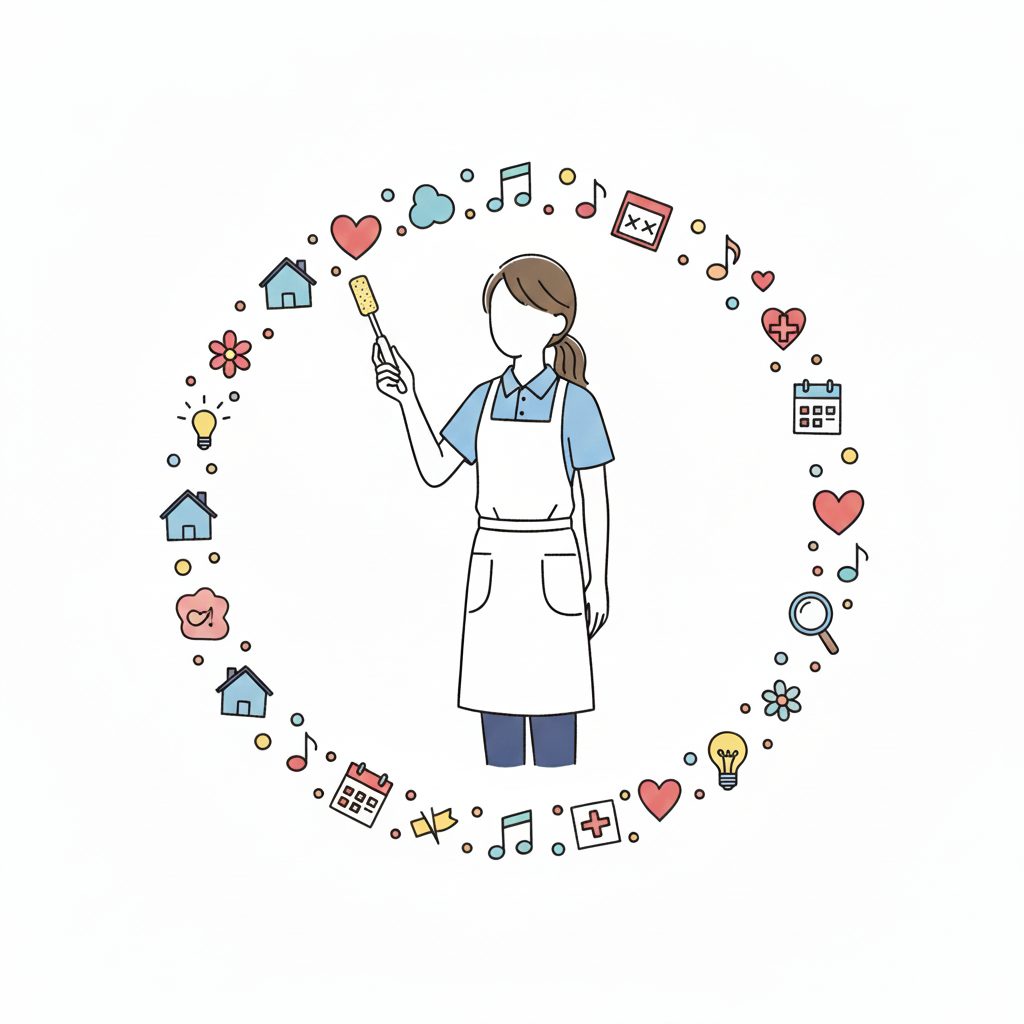 スポンジブラシを持っている介護士