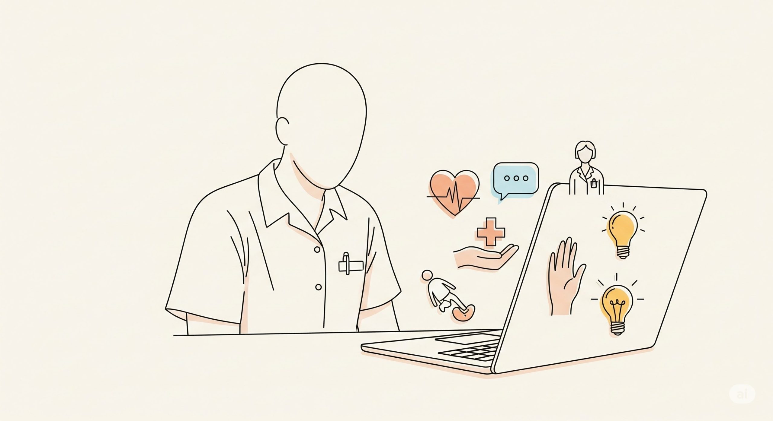 ブログを書く介護士