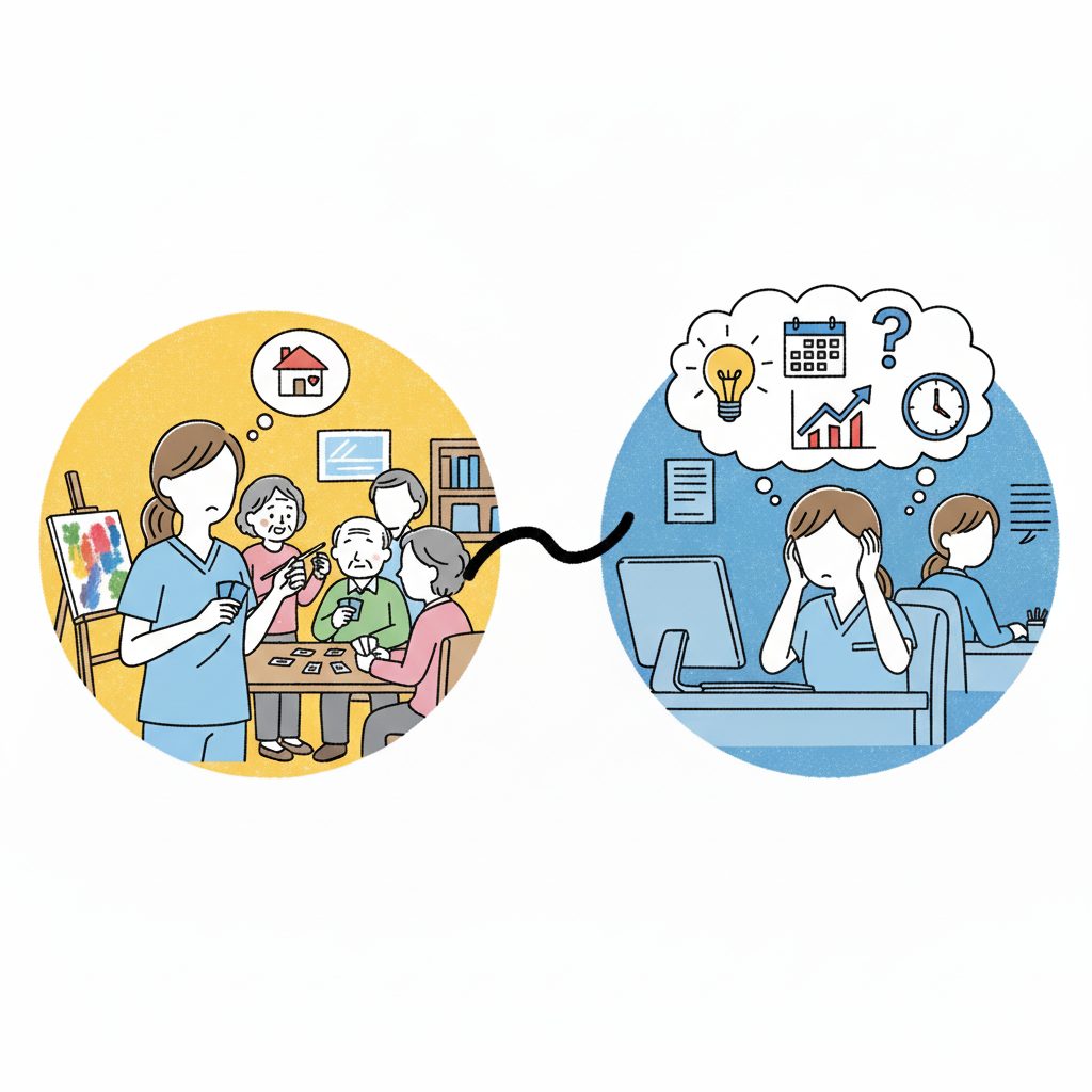 悩む女性介護士