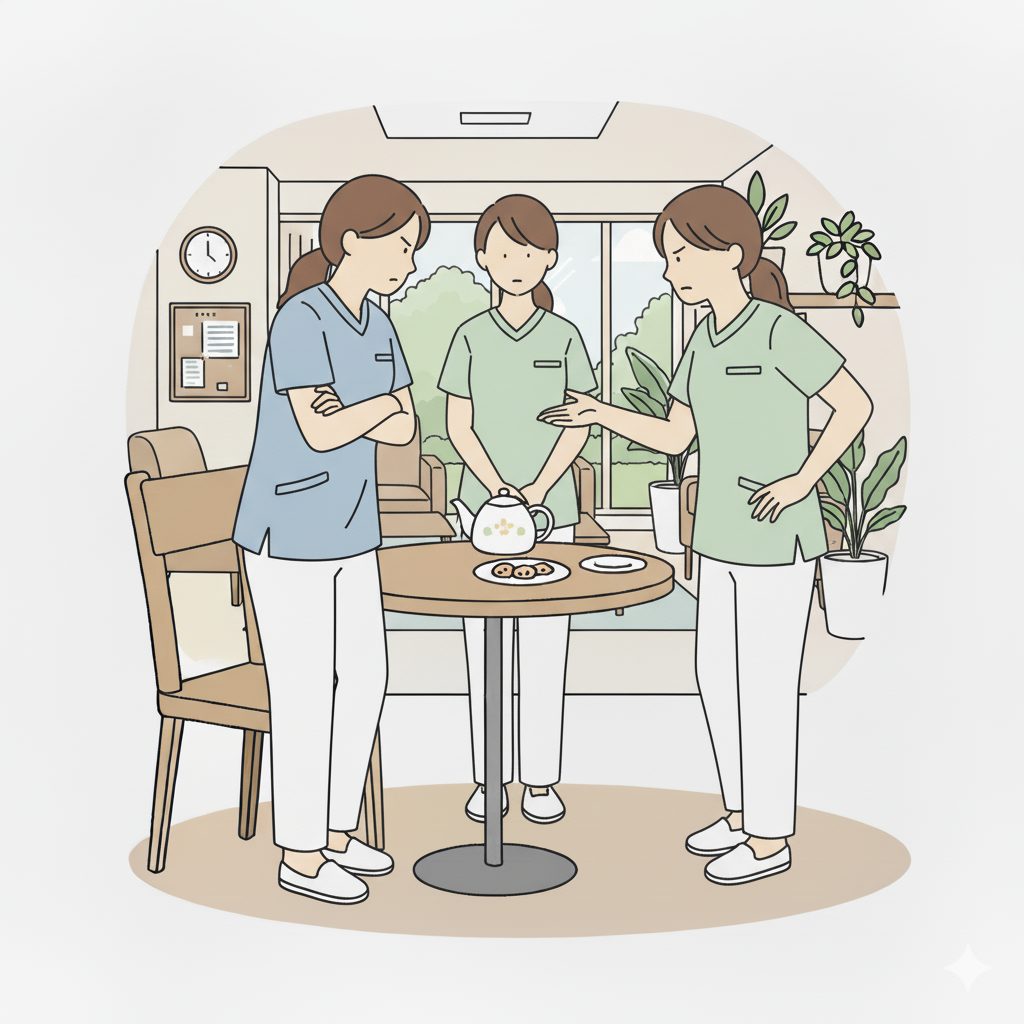 中立に立つ介護士