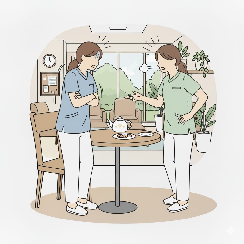 価値観がぶつかり合う介護士