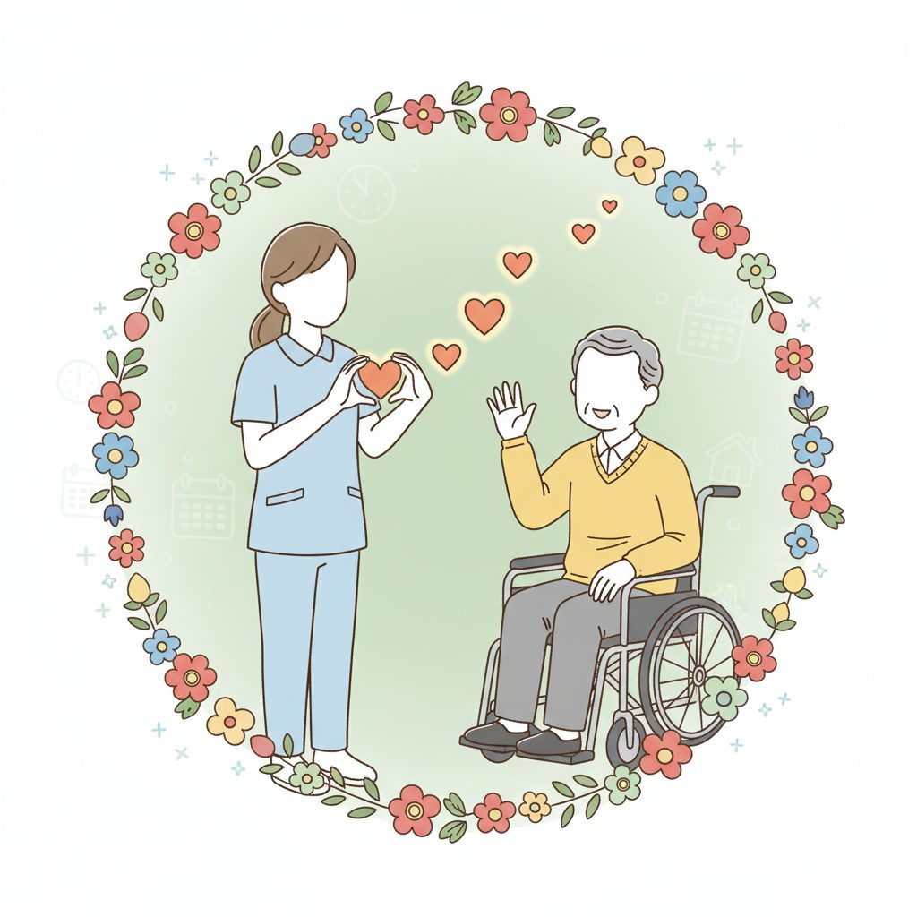 ハートを作る介護士